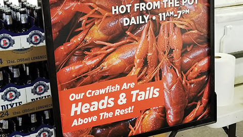 Rouses 'Hot from the Pot' Stanchion Sign