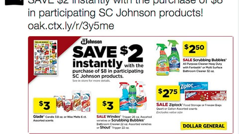 Dollar General SC Johnson 'Save $2' Twitter Update