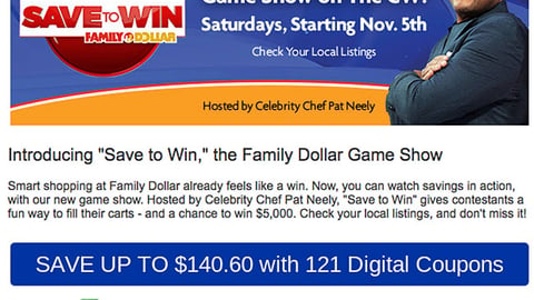 Family Dollar 'Save to Win' Email Ad