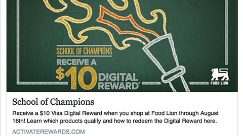 Food Lion 'School of Champions' Facebook Update