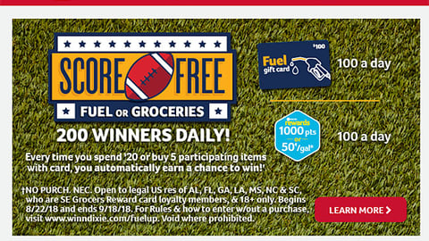Winn-Dixie 'Score Free Fuel or Groceries' Email Ad