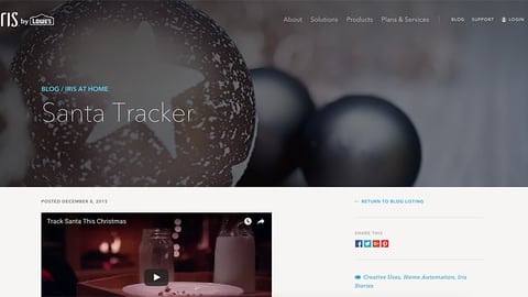 Iris by Lowe's 'Santa Tracker' Web Page