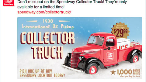 Speedway 'Collector Truck' Twitter Update