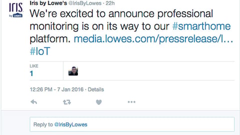 Iris by Lowe's Twitter Update