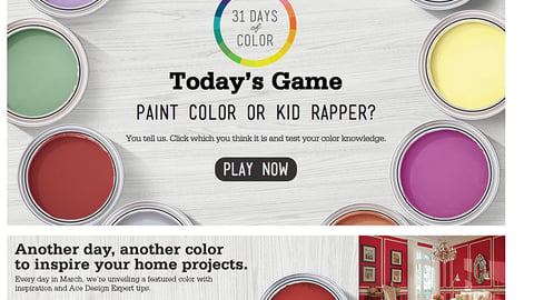 Ace Hardware '31 Days of Color' Landing Page