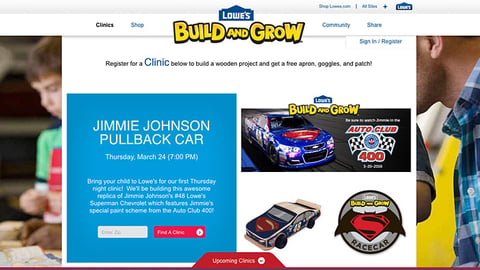 Lowe's 'Build and Grow' Registration Page