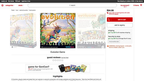 Target Evolution E-Commerce Page