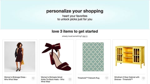 Target 'Personalize Your Shopping' Landing Page