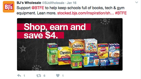BJ's General Mills Box Tops Twitter Update