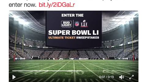 Speedway Bud Light 'Ultimate Ticket' Twitter Update
