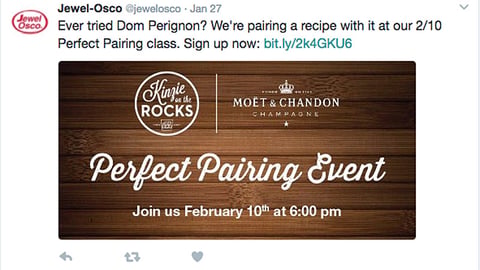 Jewel-Osco Moet & Chandon 'Perfect Pairing' Twitter Update