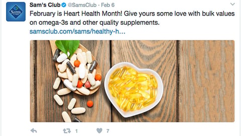 Sam's Club 'Heart Health Month' Twitter Update