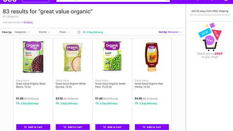 Jet.com Great Value Organic E-Commerce Page