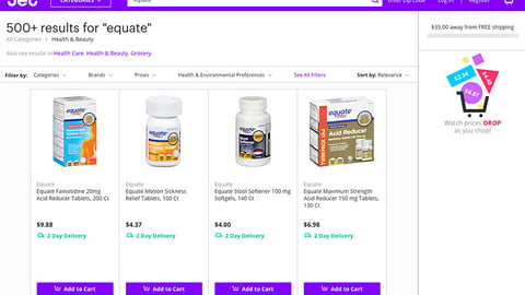 Jet.com Equate E-Commerce Page