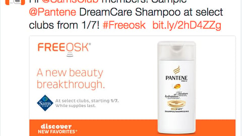 Freeosk Pantene Sam's Club Twitter Update