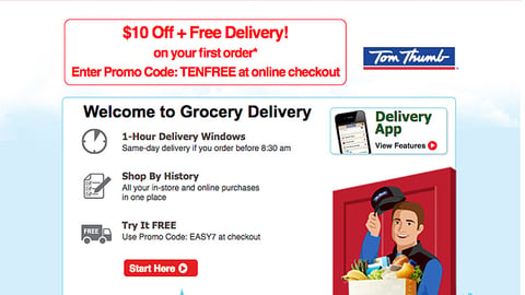 Tom Thumb Grocery Delivery Landing Page