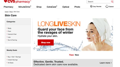 CVS 'Long Live Skin' Landing Page