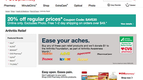 CVS 'Ease Your Aches' Web Page