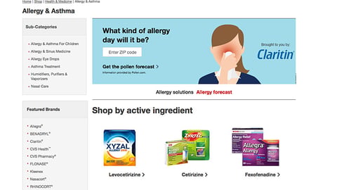 CVS 'Allergy & Asthma' Web Page