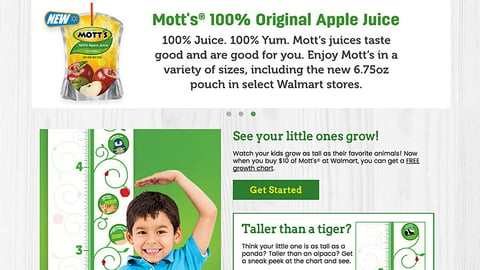 Mott's Walmart 'Watch Me Grow' Landing Page