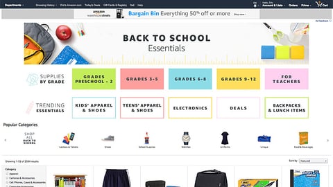 Amazon 'Back to School Essentials' Landing Page