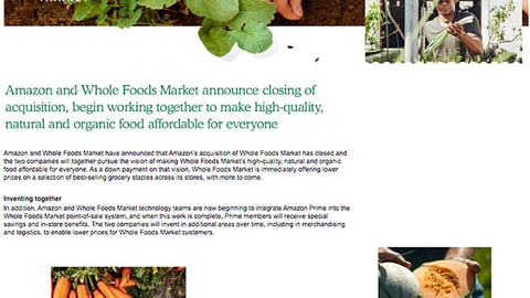 Amazon Whole Foods Market 'Acquisition' Landing Page