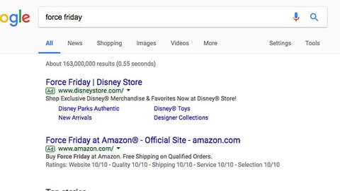 Amazon 'Force Friday' Paid Search Ad