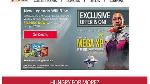 Kellogg's 'Destiny 2' Walmart Email