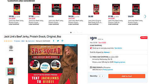 Walmart Jack Link's 'Sas-Squad' Product Page Ad