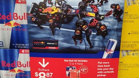 Red Bull Walmart 'Gives You Wiiings' Shelf Signage