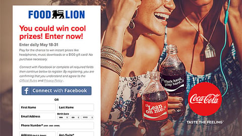 Coke Food Lion 'Share a Coke and a Song' Web Page
