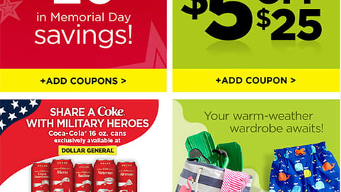Dollar General Coca-Cola 'Share a Coke with Military Heroes' Email Ad