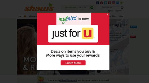 Shaw's 'MyMixx Is Now Just for U' Splash Page
