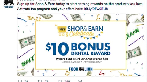 Food Lion 'Shop & Earn' Twitter Update