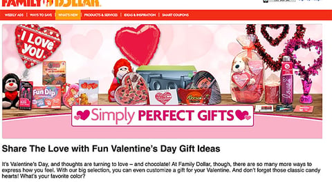 Family Dollar 'Simply Perfect Gifts' Web Page