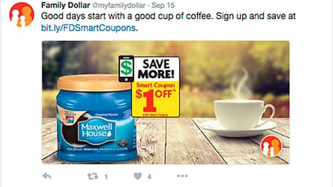 Family Dollar Maxwell House 'Smart Coupon' Twitter Update