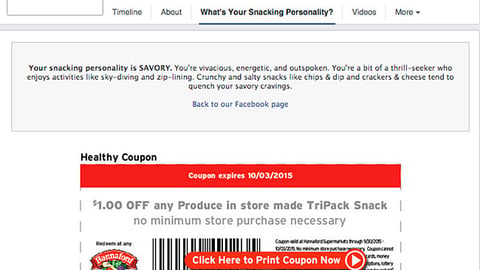 Hannaford 'Snacking Personality' Facebook Tab