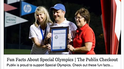 Publix 'Support Special Olympics' Facebook Update