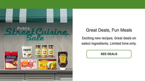 Publix 'Street Cuisine Sale' Email Ad