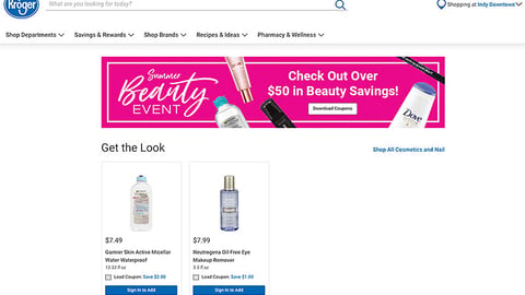 Kroger 'Summer Beauty Event' Web Page