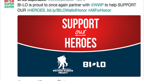 Bi-Lo 'Support Our Heroes' Twitter Update