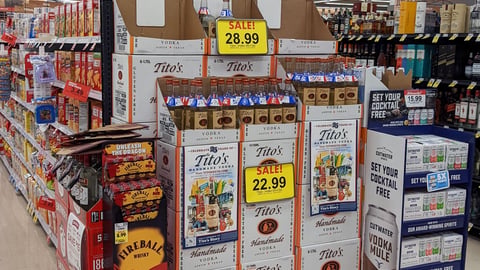 Tito's Handmade Vodka '25 Years' Endcap