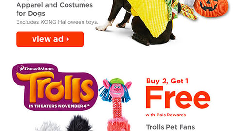Petco 'Trolls' Pet Fans Collection Email Ad
