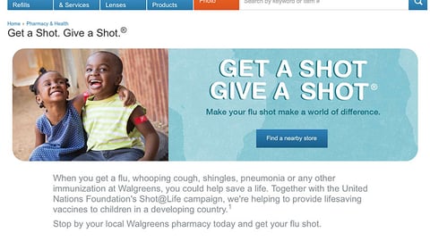 Walgreens 'Get a Shot. Give a Shot' Landing Page