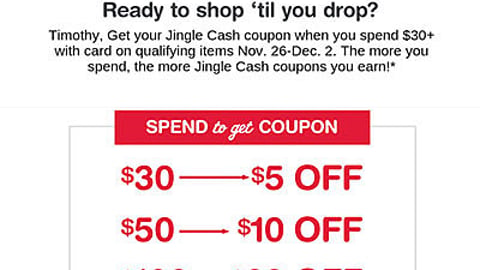 Walgreens 'Jingle Cash' Email