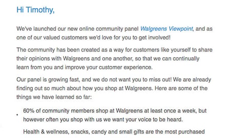 Walgreens 'Viewpoint' Invitation Email