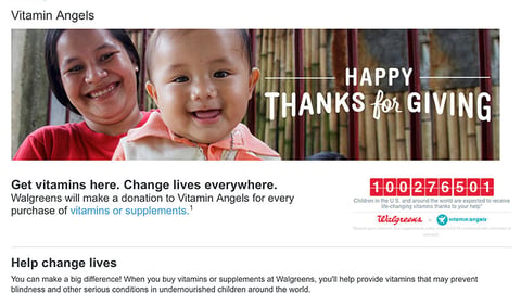 Walgreens.com Vitamin Angels Landing Page