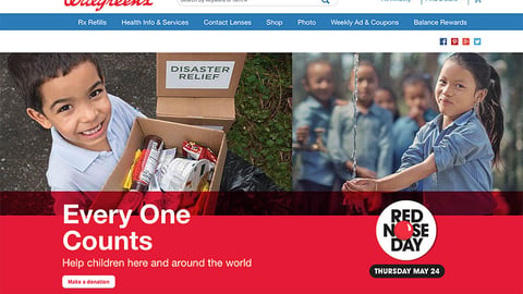Walgreens.com 'Red Nose Day' Landing Page