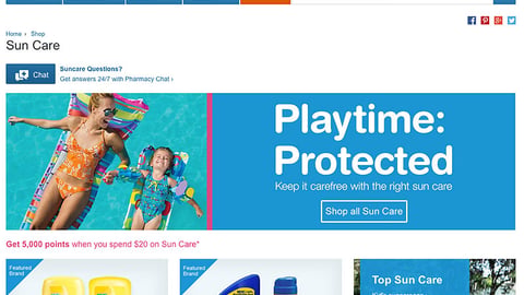 Walgreens.com 'Sun Care' Landing Page