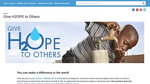 Walgreens Unilever 'Give H2OPE' Microsite